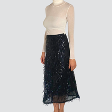 Carica l'immagine nel visualizzatore di Gallery, Tensione in gonna paillettes con frange paillettes zip retro Art TI165
