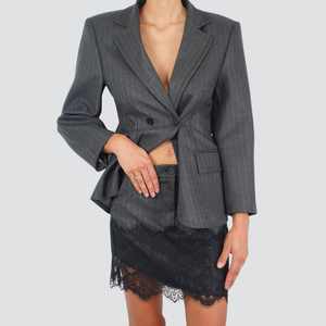 Vicolo mini gonna gessata fondo pizzo 38% viscosa TF1011