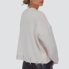 Carica l&#39;immagine nel visualizzatore di Gallery, Haveone maglia over girocollo ricamo tigre con rotture Art MFP-P152
