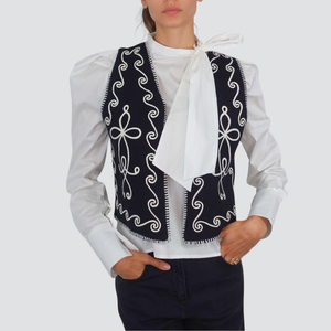 Haveone gilet con ricamo 50% viscosa Art LBD-P020