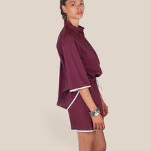 Carica l'immagine nel visualizzatore di Gallery, Vicolo camicia over bordino burro 100% cotone Art TAB2257
