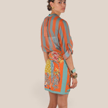 Carica l'immagine nel visualizzatore di Gallery, Haveone camicia over rigata zucchero arancio 85% lyocell Art CVS-Q422
