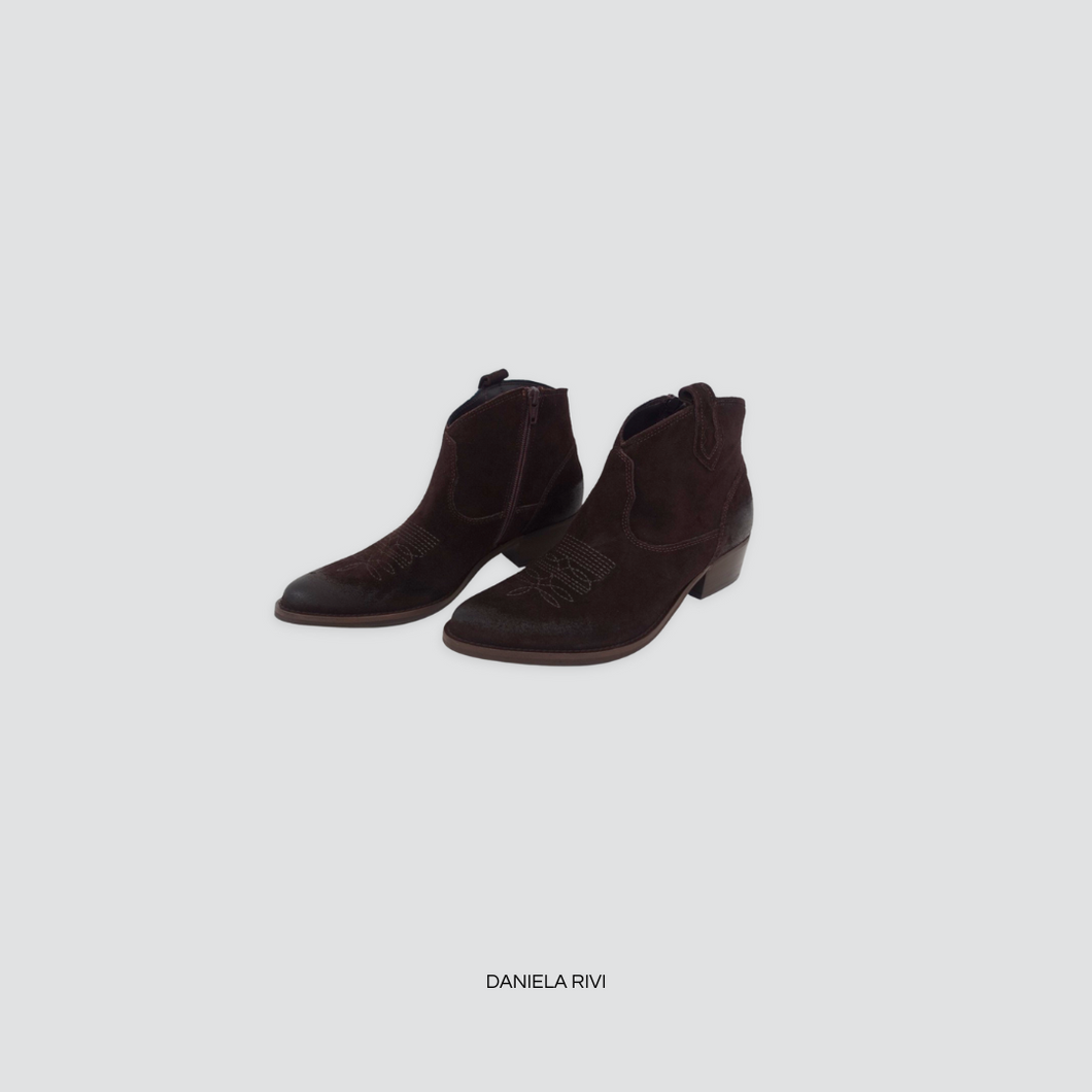 Ovyè texanino camoscio moro tacco 4 cm Art S0300