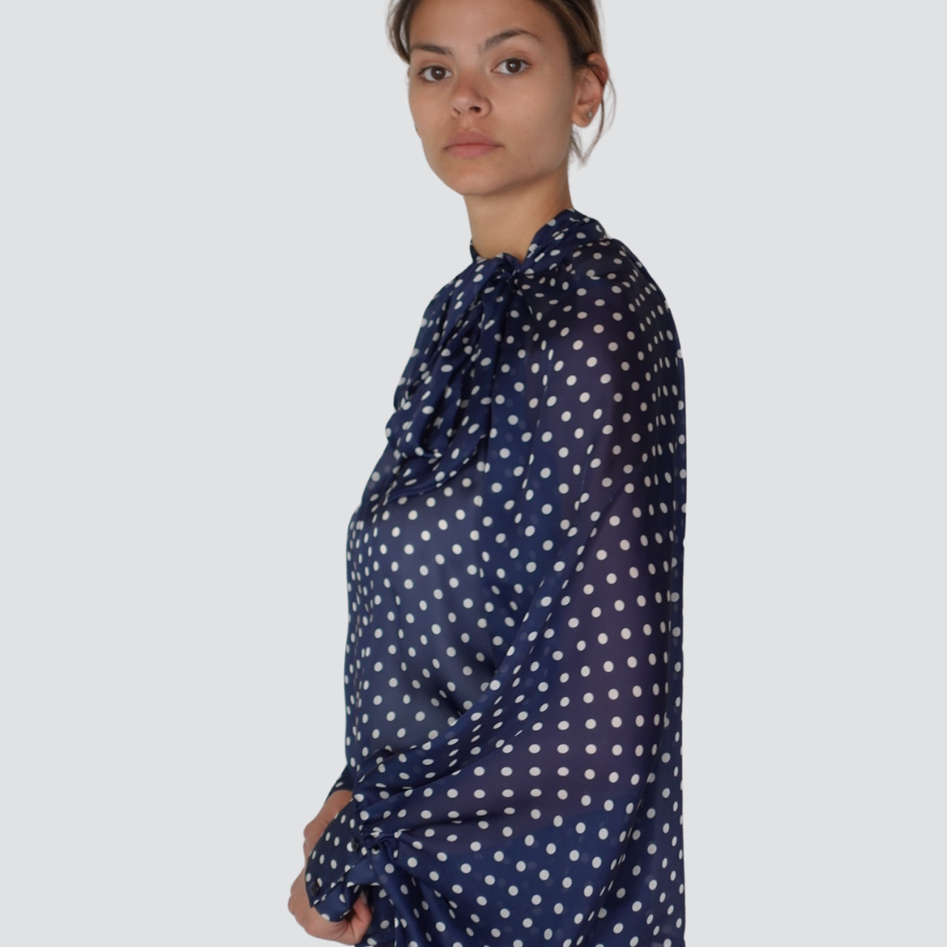 Tensione in camicia pois allacciatura collo Art 25C6575