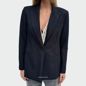 Vicolo blazer nero foderato un bottone Art TS0308