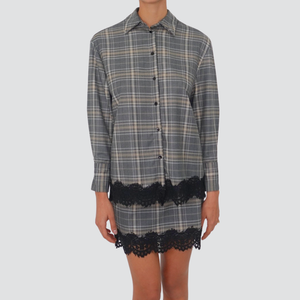 Haveone camicia scozzese con pizzo 35% viscosa Art CMA-P088