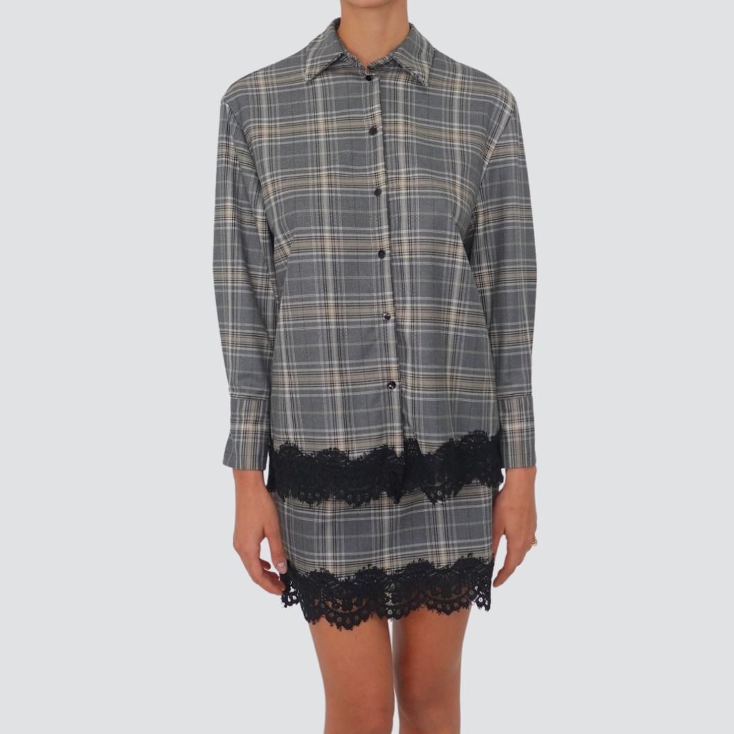Haveone camicia scozzese con pizzo 35% viscosa Art CMA-P088