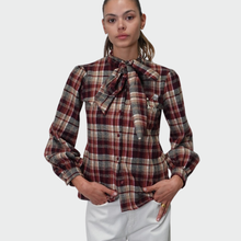 Carica l&#39;immagine nel visualizzatore di Gallery, Tensione in camicia scozzese con fiocco e spille 70% cotone Art TI2515
