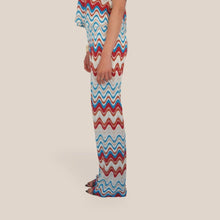Carica l'immagine nel visualizzatore di Gallery, Vicolo pantalone palazzo zig zag filo lurex elastico vita 40% cotone 17% viscosa Art TAB2458
