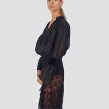 Carica l&#39;immagine nel visualizzatore di Gallery, Haveone camicia con patch in pizzo colletto ciniglia 85% lyocell Art CMA-P091

