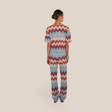 Carica l'immagine nel visualizzatore di Gallery, Vicolo pantalone palazzo zig zag filo lurex elastico vita 40% cotone 17% viscosa Art TAB2458
