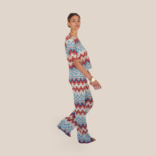 Carica l'immagine nel visualizzatore di Gallery, Vicolo pantalone palazzo zig zag filo lurex elastico vita 40% cotone 17% viscosa Art TAB2458
