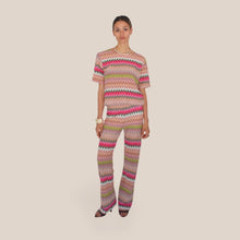 Carica l'immagine nel visualizzatore di Gallery, Vicolo pantalone palazzo zig zag elastico vita 49% cotone Art TAB2441
