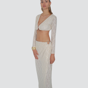 Haveone gonna longuette incrociata anello micro paillettes Art GMA-N134