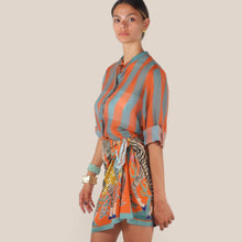 Carica l'immagine nel visualizzatore di Gallery, Haveone camicia over rigata zucchero arancio 85% lyocell Art CVS-Q422
