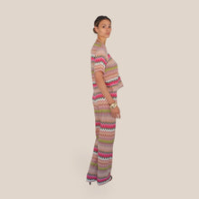 Carica l'immagine nel visualizzatore di Gallery, Vicolo pantalone palazzo zig zag elastico vita 49% cotone Art TAB2441
