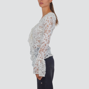 Haveone camicia scollo V pizzo 20% cotone 20% viscosa Art CSO-P019