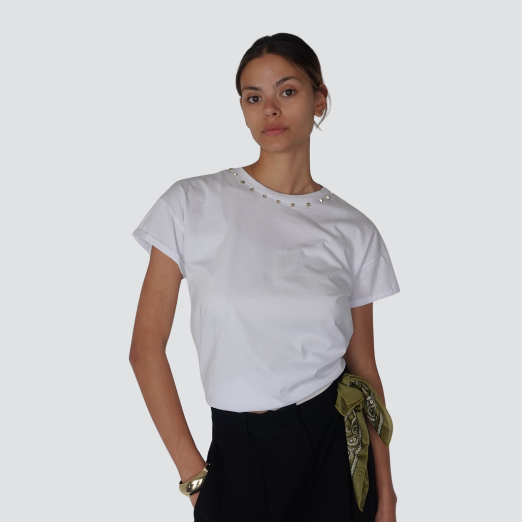 Tensione in t-shirt con applicazione 100% cotone Art M1488