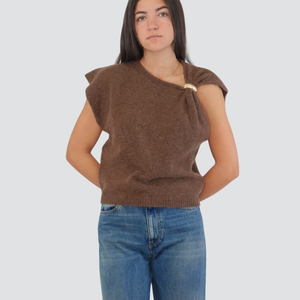 Vicolo gilet over con anello 30% lana 20% alpaca Art 55125F
