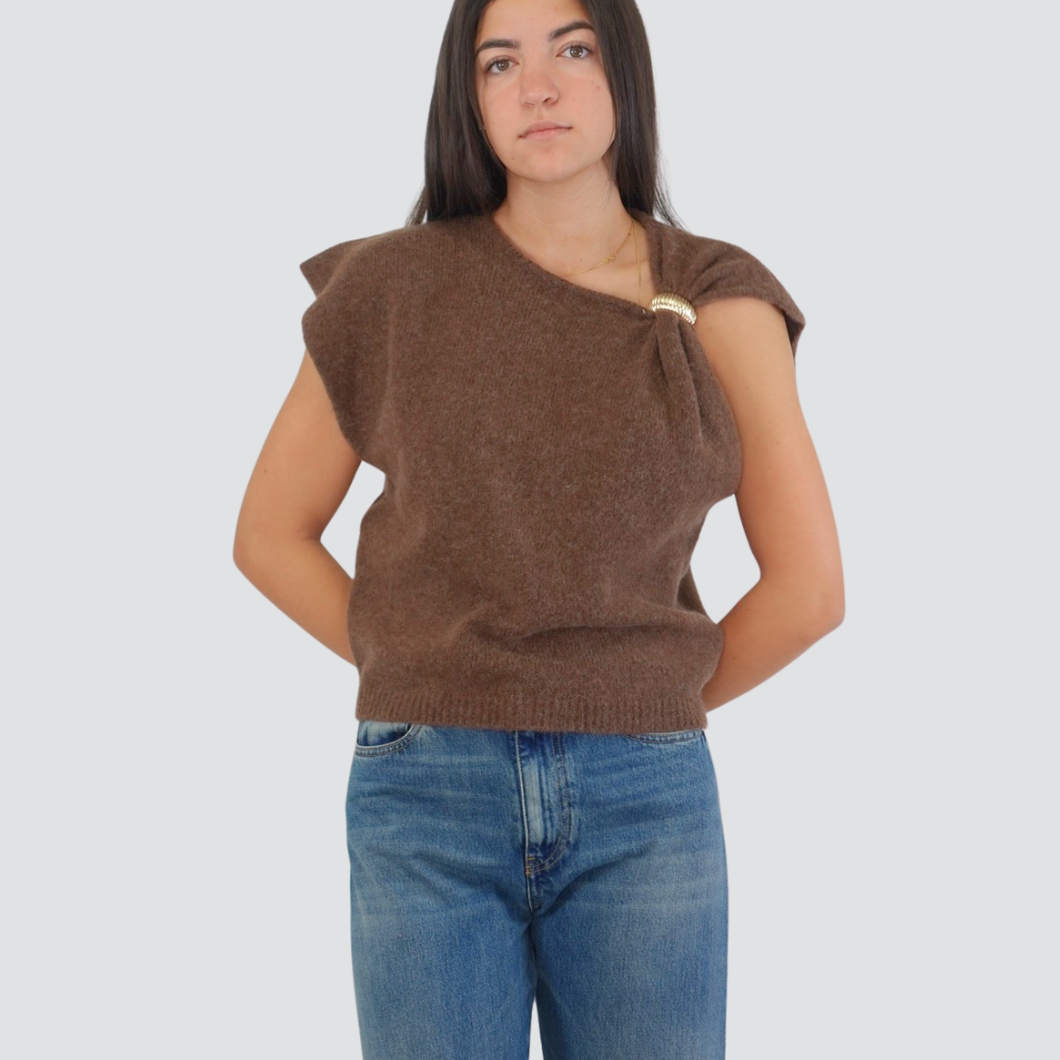 Vicolo gilet over con anello 30% lana 20% alpaca Art 55125F