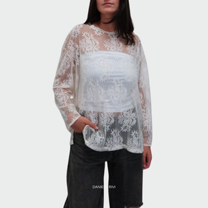 Haveone blusa paricollo taglio vivo pizzo Art CMA-M046