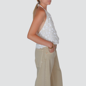 Vicolo top Juliet schiena nuda paillettes 100% cotone Art DD5054