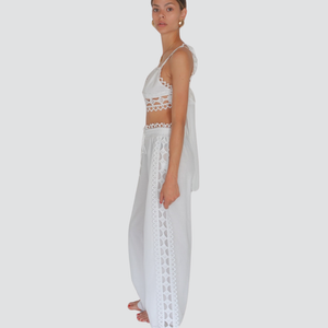 Tensione in pantalone banda laterale passamaneria elastico vita 100% cotone Art 37023