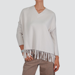 Vicolo maglia over scollo V frange fondo 50% viscosa Art 44053F
