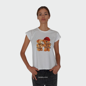 Vicolo t-shirt scritta love maculata due orsetti 100% cotone Art RS0244