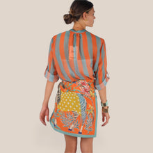 Carica l'immagine nel visualizzatore di Gallery, Haveone camicia over rigata zucchero arancio 85% lyocell Art CVS-Q422
