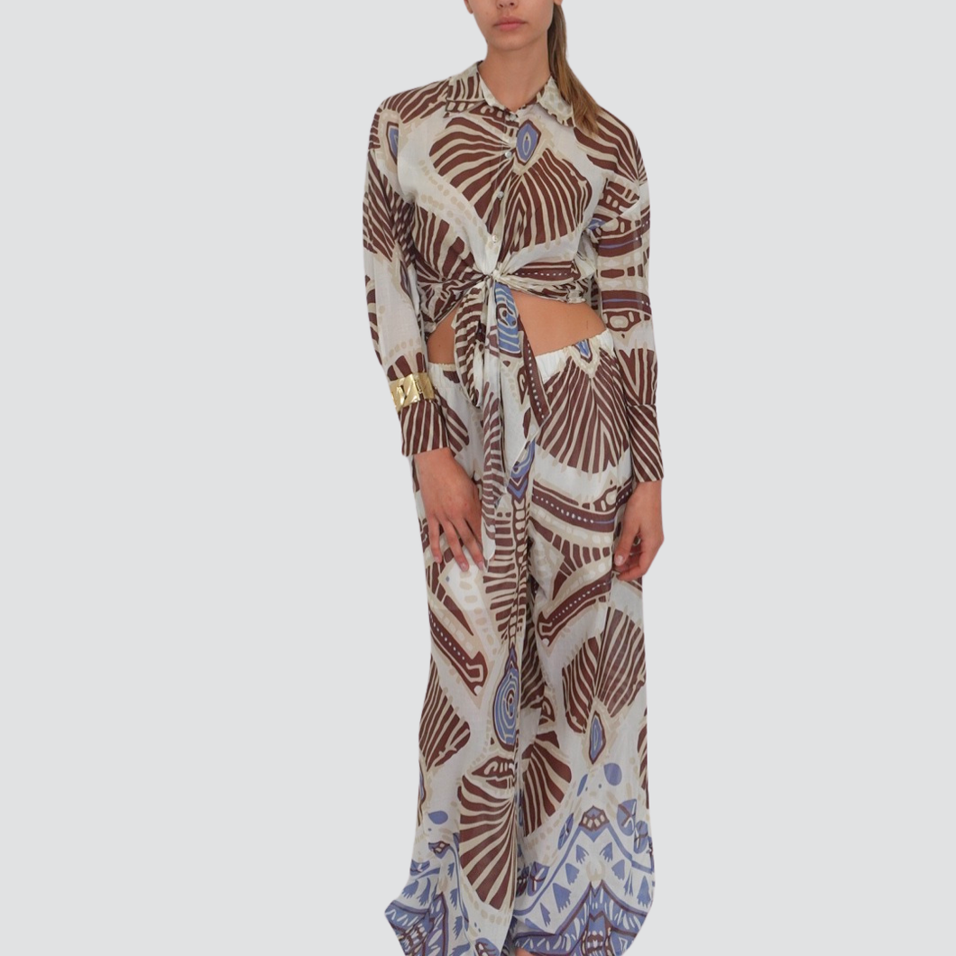 Haveone pantalone fantasia elastico vita 100% cotone Art PWG-N397