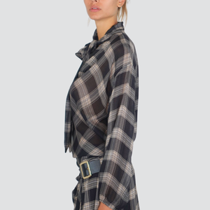 Haveone blusa over quadri grigio con fusciacca scollo gronda 80% viscosa 20% lana Art CMA-P081
