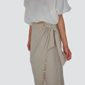 Vicolo gonna nodo con applicazioni 80% viscosa 20% lino Art TD2693