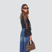 Carica l&#39;immagine nel visualizzatore di Gallery, Susy mix borsa mezza luna con borchie vera pelle con tracolla Art HUGINA
