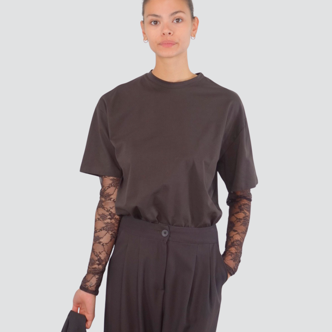 Vicolo t-shirt over manica pizzo 100% cotone Art UF0062