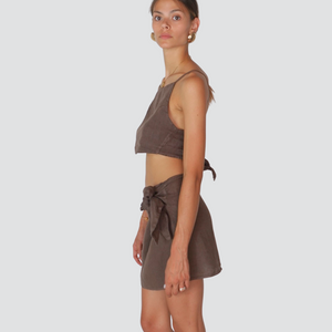 Vicolo completo crop top più mini gonna pareo 100% lino Art TD3207