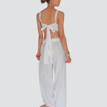 Carica l&#39;immagine nel visualizzatore di Gallery, Tensione in pantalone banda laterale passamaneria elastico vita 100% cotone Art 37023
