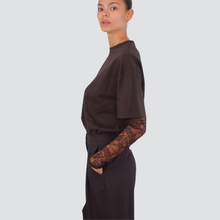 Carica l&#39;immagine nel visualizzatore di Gallery, Vicolo t-shirt over manica pizzo 100% cotone Art UF0062
