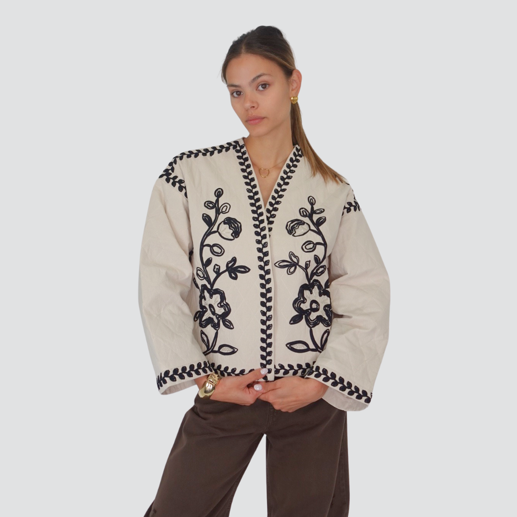 Haveone giacca trapuntata con ricamo 100% cotone Art JSS-N107