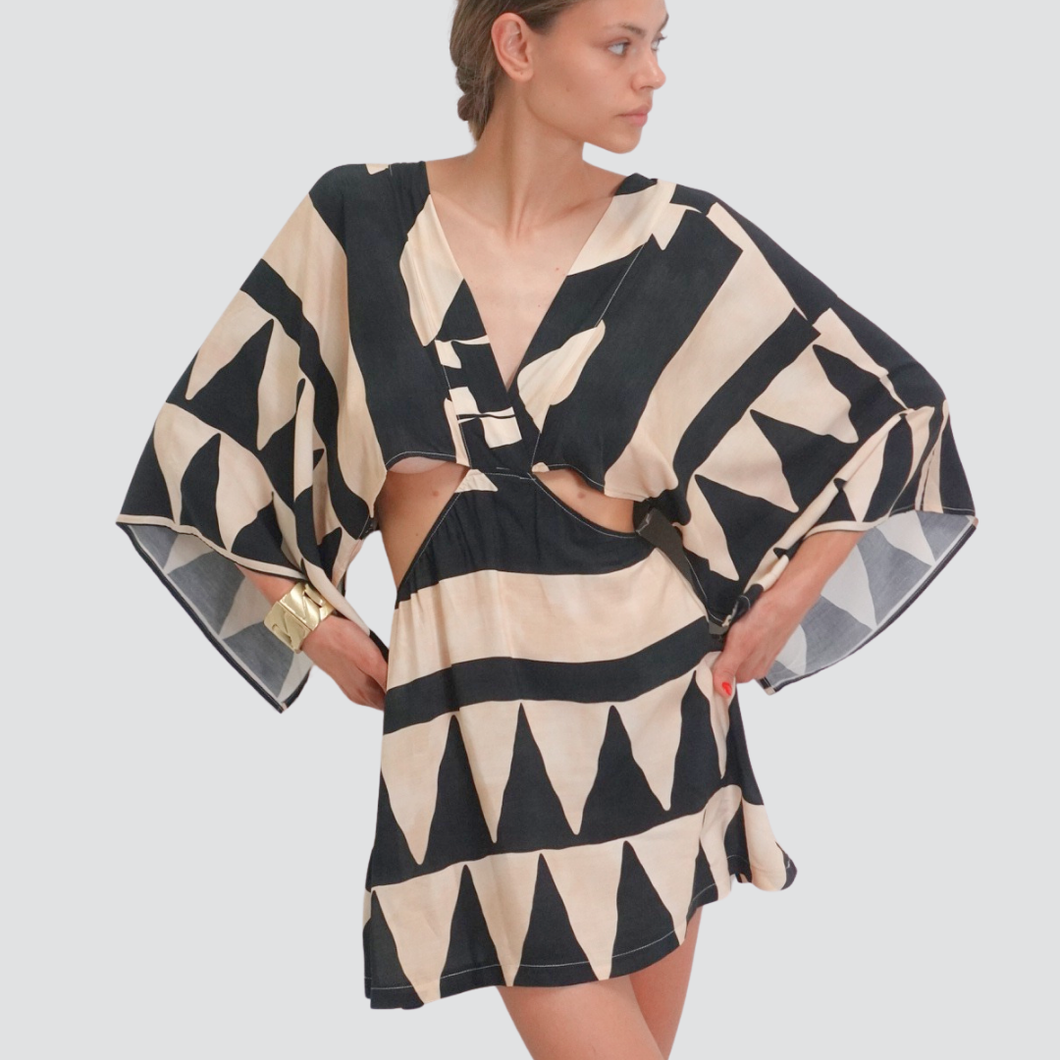 Haveone abito corto farfalla accessorio schiena 100% viscosa Art AMA-N235