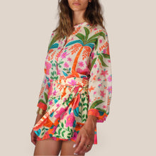 Carica l'immagine nel visualizzatore di Gallery, Tensione in camicia over mussola stampa fiore 100% cotone PE260371
