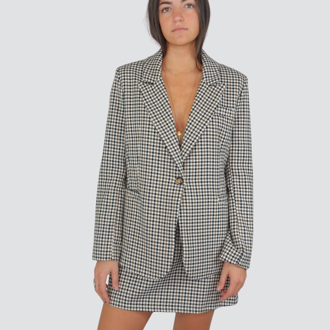 Haveone giacca over pied de poule fodera maculata 33% viscosa Art JFW-P097