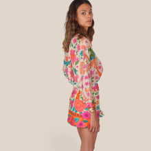 Carica l'immagine nel visualizzatore di Gallery, Tensione in camicia over mussola stampa fiore 100% cotone PE260371
