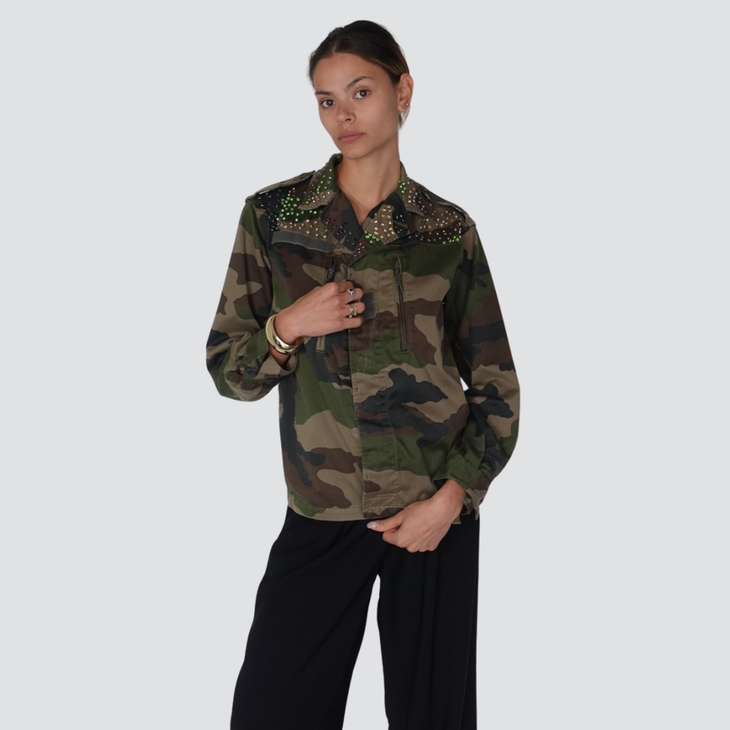 Tensione in giacca militare con applicazioni 100% cotone Art 36420