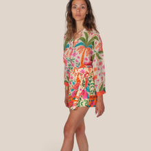 Carica l'immagine nel visualizzatore di Gallery, Tensione in camicia over mussola stampa fiore 100% cotone PE260371

