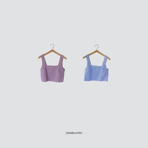 Vicolo top crop rigato fine bottoncini schiena 68& cotone Art TD3057