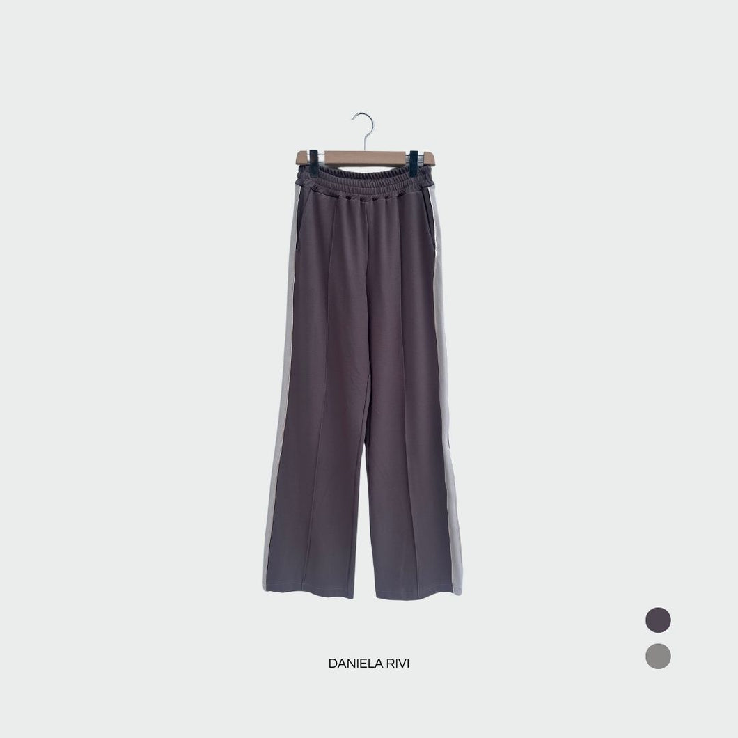 Pantalone felpa gamba ampia elastico vita banda laterale 60% viscosa