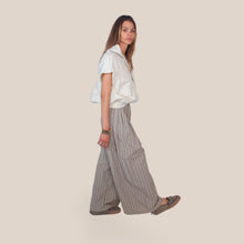 Carica l'immagine nel visualizzatore di Gallery, Vicolo pantalone palazzo gessato elastico vita 100% cotone Art TAB1980
