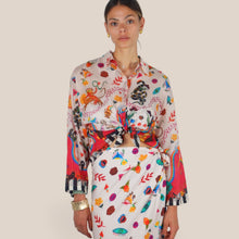Carica l'immagine nel visualizzatore di Gallery, Tensione in camicia over stampa 78% cotone 22% silk Art 39784
