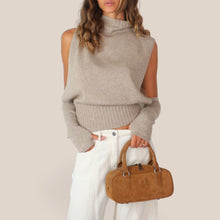 Carica l'immagine nel visualizzatore di Gallery, Maryley gilet collo cratere apertura laterale con manicotti 40% lana 30% viscosa 5% cashmere Art 26IB807
